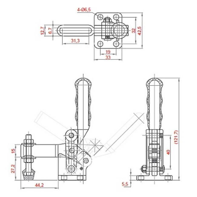 Vendita online Bloccaggio saldabile serie pesante base piatta braccio regolabile 310 Kg.